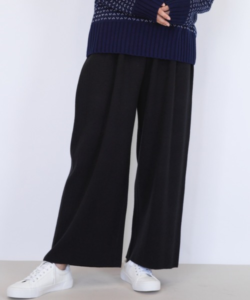RANAN（ラナン）の「［アンチピリング］サイドスリットニットパンツ（その他パンツ・レディース・ライトグレー/ブラック/アイボリー・M/L/LL）」の2枚目の写真
