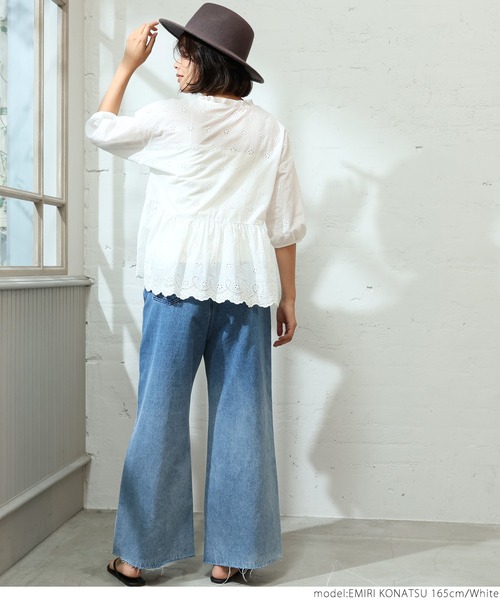 セール】前開きペプラム刺繍ブラウス（シャツ/ブラウス）｜coca