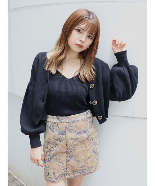 MURUA（ムルーア）の「ボリュームスリーブカーデ×キャミSET【セットアイテム】【2way】（カーディガン/ボレロ・レディース・アイボリー/ブラック/グリーン・FREE）」の20枚目の写真