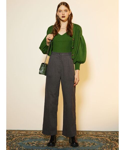 MURUA（ムルーア）の「ボリュームスリーブカーデ×キャミSET【セットアイテム】【2way】（カーディガン/ボレロ・レディース・アイボリー/ブラック/グリーン・FREE）」の9枚目の写真