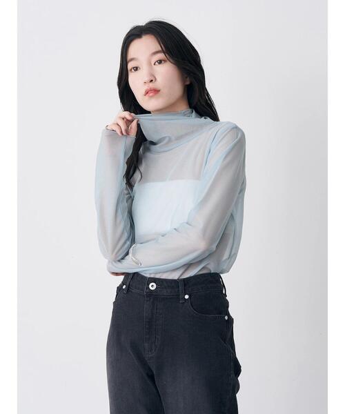 earth music&ecology（アースミュージックアンドエコロジー）の「シアーハイネックプルオーバー（その他トップス・レディース・ベージュ/サックスブルー/グリーン系その他3/オレンジ・M/S）」の17枚目の写真