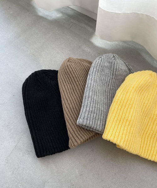 CANAL JEAN(キャナルジーン)の「El mar カラーリブニットCAP(ニットキャップ/ビーニー・レディース・ヘザーグレー/ベージュ/イエロー/ブラック/オレンジ/グリーン/ライトベージュ/オフホワイト・ONE SIZE)」の11枚目の写真