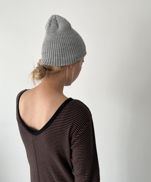 CANAL JEAN(キャナルジーン)の「El mar カラーリブニットCAP(ニットキャップ/ビーニー・レディース・ヘザーグレー/ベージュ/イエロー/ブラック/オレンジ/グリーン/ライトベージュ/オフホワイト・ONE SIZE)」の9枚目の写真