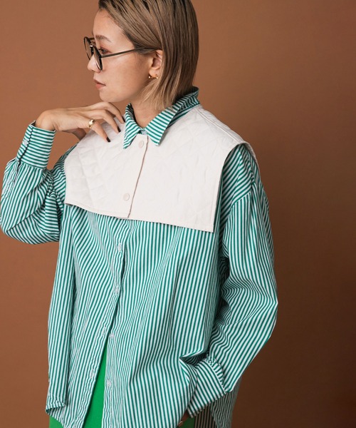 bohmal（ボマール）の「ピーチキャンバスキルティングつけ襟（付け襟・レディース・ブラック/アイボリー・MEDIUM）」の2枚目の写真