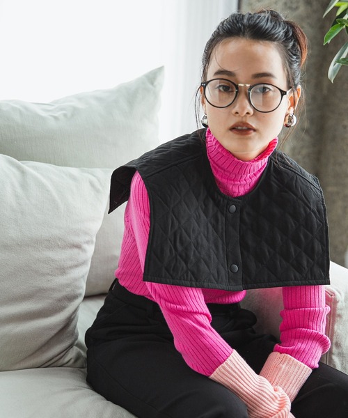 bohmal（ボマール）の「ピーチキャンバスキルティングつけ襟（付け襟・レディース・ブラック/アイボリー・MEDIUM）」の15枚目の写真