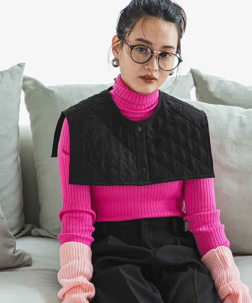 bohmal（ボマール）の「ピーチキャンバスキルティングつけ襟（付け襟・レディース・ブラック/アイボリー・MEDIUM）」の16枚目の写真