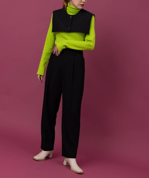 bohmal（ボマール）の「ピーチキャンバスキルティングつけ襟（付け襟・レディース・ブラック/アイボリー・MEDIUM）」の4枚目の写真