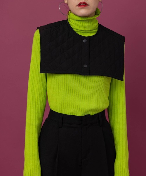 bohmal（ボマール）の「ピーチキャンバスキルティングつけ襟（付け襟・レディース・ブラック/アイボリー・MEDIUM）」の7枚目の写真