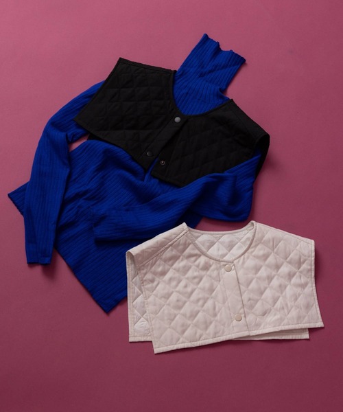 bohmal（ボマール）の「ピーチキャンバスキルティングつけ襟（付け襟・レディース・ブラック/アイボリー・MEDIUM）」の10枚目の写真