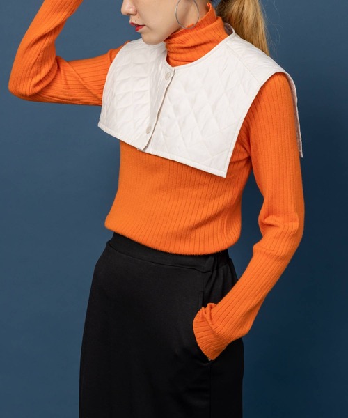 bohmal（ボマール）の「ピーチキャンバスキルティングつけ襟（付け襟・レディース・ブラック/アイボリー・MEDIUM）」の9枚目の写真