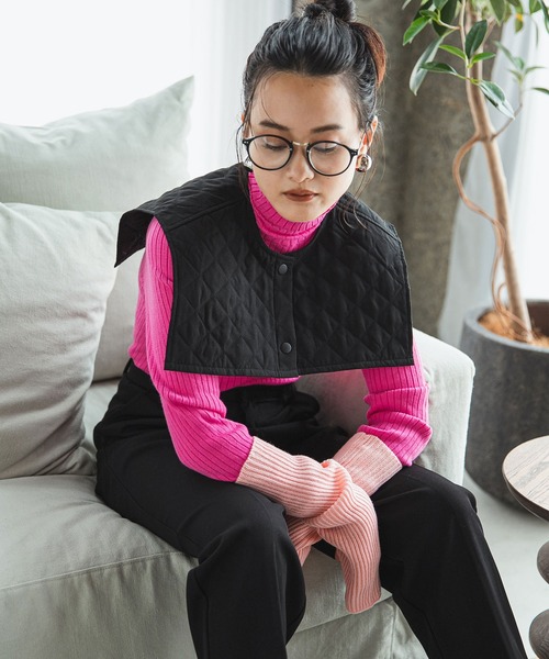 bohmal（ボマール）の「ピーチキャンバスキルティングつけ襟（付け襟・レディース・ブラック/アイボリー・MEDIUM）」の3枚目の写真