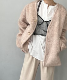 モヘアライク ノーカラーウールブルゾン chw22a064