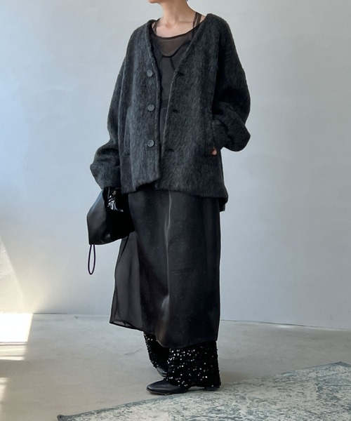 chuclla（チュクラ）の「モヘアライク ノーカラーウールブルゾン chw22a064（ブルゾン・レディース・ベージュ/グレー・S/M）」の5枚目の写真