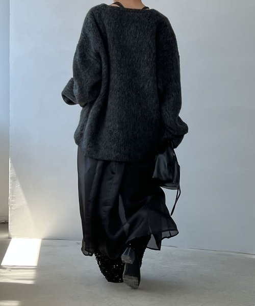 chuclla（チュクラ）の「モヘアライク ノーカラーウールブルゾン chw22a064（ブルゾン・レディース・ベージュ/グレー・S/M）」の10枚目の写真