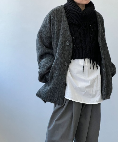 chuclla（チュクラ）の「モヘアライク ノーカラーウールブルゾン chw22a064（ブルゾン・レディース・ベージュ/グレー・S/M）」の12枚目の写真