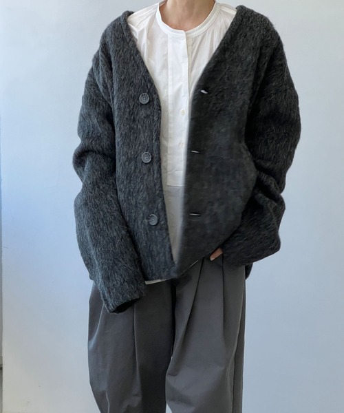 chuclla（チュクラ）の「モヘアライク ノーカラーウールブルゾン chw22a064（ブルゾン・レディース・ベージュ/グレー・S/M）」の16枚目の写真