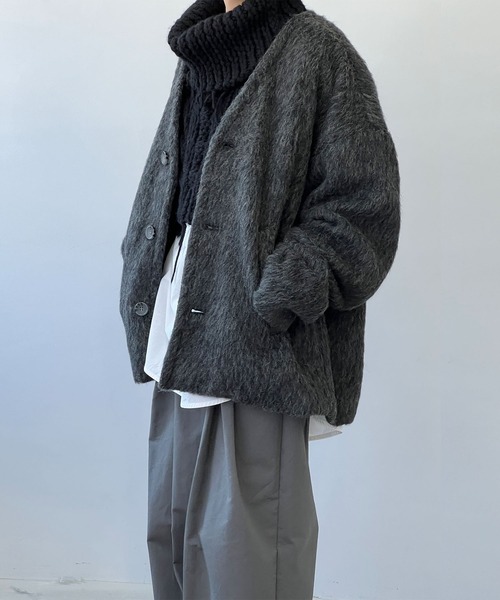 chuclla（チュクラ）の「モヘアライク ノーカラーウールブルゾン chw22a064（ブルゾン・レディース・ベージュ/グレー・S/M）」の19枚目の写真