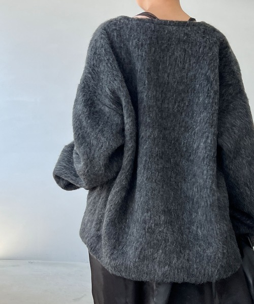 chuclla（チュクラ）の「モヘアライク ノーカラーウールブルゾン chw22a064（ブルゾン・レディース・ベージュ/グレー・S/M）」の21枚目の写真