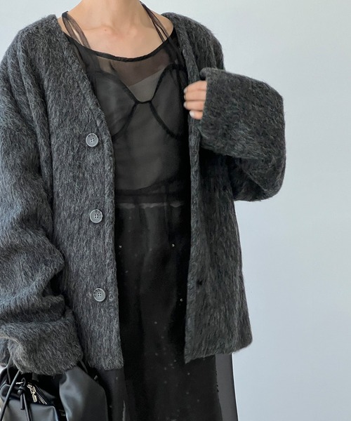 chuclla（チュクラ）の「モヘアライク ノーカラーウールブルゾン chw22a064（ブルゾン・レディース・ベージュ/グレー・S/M）」の9枚目の写真