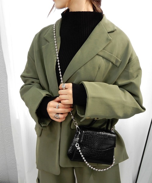 minia（ミニア）の「ボールチェーンのフラップミニショルダー　◆（ショルダーバッグ・レディース・ダークブラウン/ブルーグリーン/ブラック・FREE）」の10枚目の写真