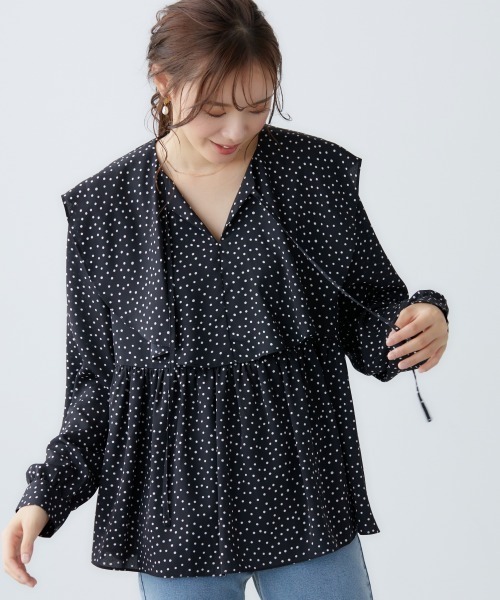 miclat(ミクラ)の「大きいサイズ ビッグカラーブラウス miclat(シャツ/ブラウス・レディース・ブラック系/オフホワイト・L/LL/3L/4L)」の7枚目の写真
