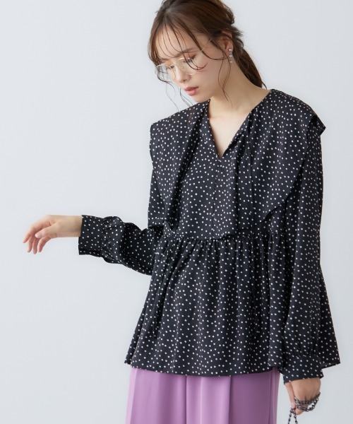 miclat(ミクラ)の「大きいサイズ ビッグカラーブラウス miclat(シャツ/ブラウス・レディース・ブラック系/オフホワイト・L/LL/3L/4L)」の8枚目の写真