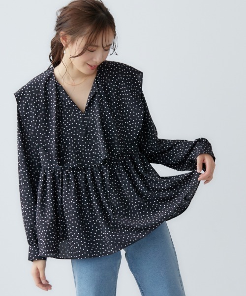 miclat(ミクラ)の「大きいサイズ ビッグカラーブラウス miclat(シャツ/ブラウス・レディース・ブラック系/オフホワイト・L/LL/3L/4L)」の9枚目の写真