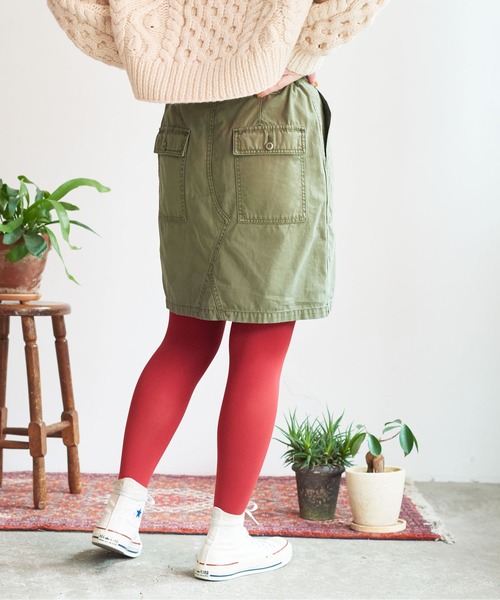 My Fav. CHILD WOMAN（マイファブチャイルドウーマン）の「綿ツイル 製品硫化染め ミニスカート（スカート・レディース・カーキ・38/36）」の4枚目の写真