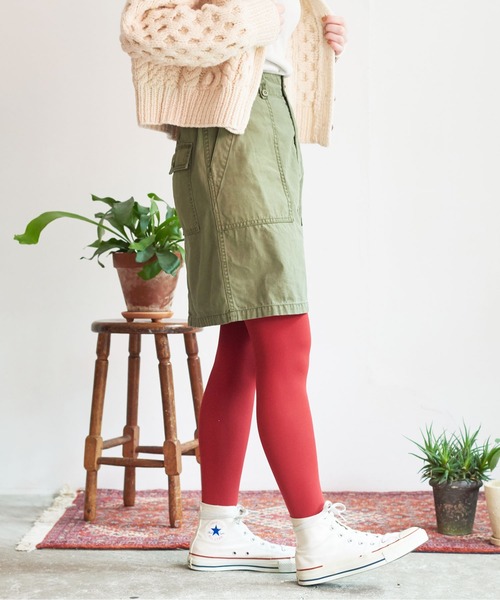 My Fav. CHILD WOMAN（マイファブチャイルドウーマン）の「綿ツイル 製品硫化染め ミニスカート（スカート・レディース・カーキ・38/36）」の5枚目の写真