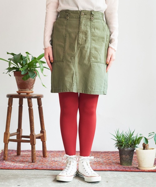 My Fav. CHILD WOMAN（マイファブチャイルドウーマン）の「綿ツイル 製品硫化染め ミニスカート（スカート・レディース・カーキ・38/36）」の18枚目の写真