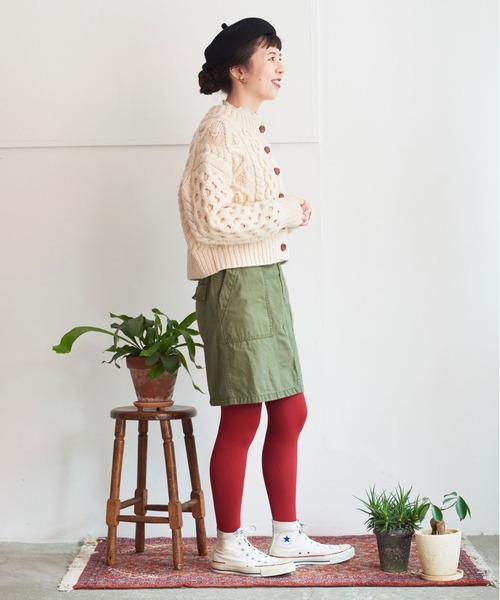 My Fav. CHILD WOMAN（マイファブチャイルドウーマン）の「綿ツイル 製品硫化染め ミニスカート（スカート・レディース・カーキ・38/36）」の9枚目の写真