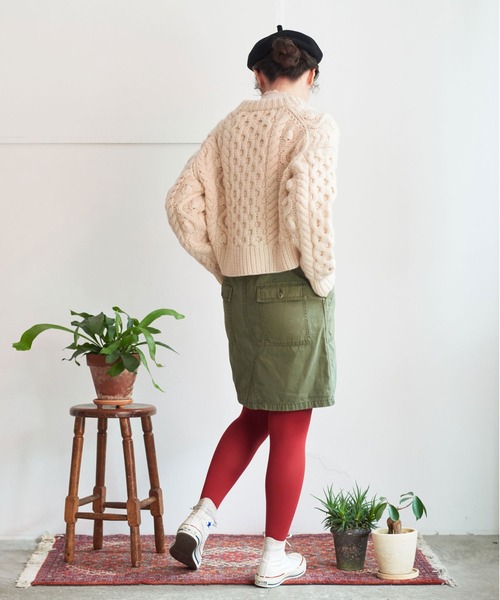 My Fav. CHILD WOMAN（マイファブチャイルドウーマン）の「綿ツイル 製品硫化染め ミニスカート（スカート・レディース・カーキ・38/36）」の8枚目の写真