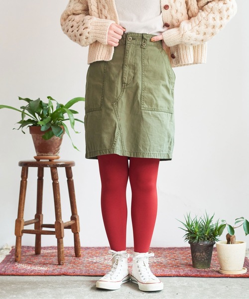 My Fav. CHILD WOMAN（マイファブチャイルドウーマン）の「綿ツイル 製品硫化染め ミニスカート（スカート・レディース・カーキ・38/36）」の2枚目の写真