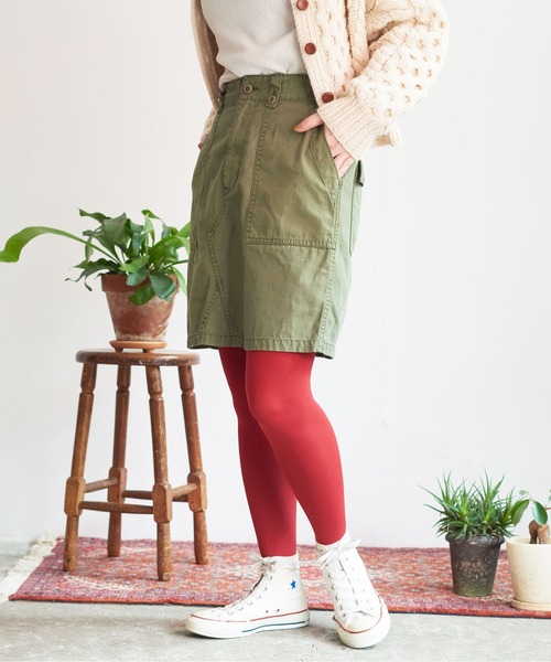 My Fav. CHILD WOMAN（マイファブチャイルドウーマン）の「綿ツイル 製品硫化染め ミニスカート（スカート・レディース・カーキ・38/36）」の3枚目の写真