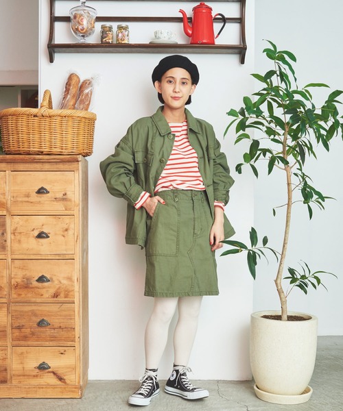 My Fav. CHILD WOMAN（マイファブチャイルドウーマン）の「綿ツイル 製品硫化染め ミニスカート（スカート・レディース・カーキ・38/36）」の14枚目の写真