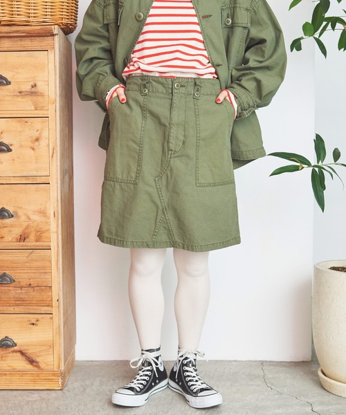 My Fav. CHILD WOMAN（マイファブチャイルドウーマン）の「綿ツイル 製品硫化染め ミニスカート（スカート・レディース・カーキ・38/36）」の10枚目の写真
