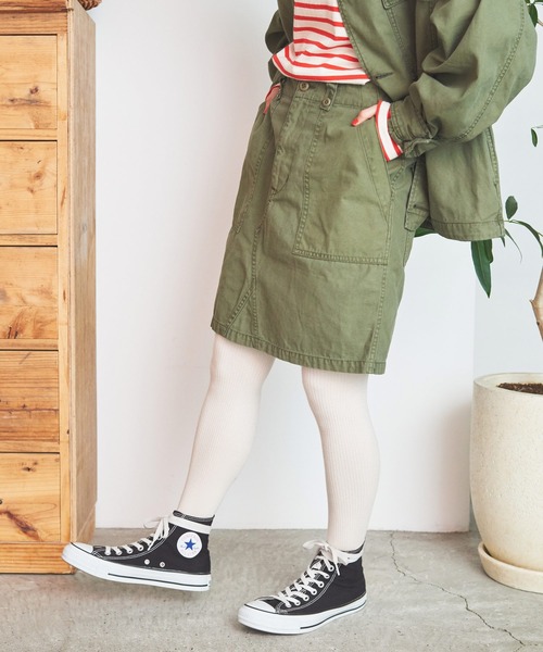 My Fav. CHILD WOMAN（マイファブチャイルドウーマン）の「綿ツイル 製品硫化染め ミニスカート（スカート・レディース・カーキ・38/36）」の11枚目の写真