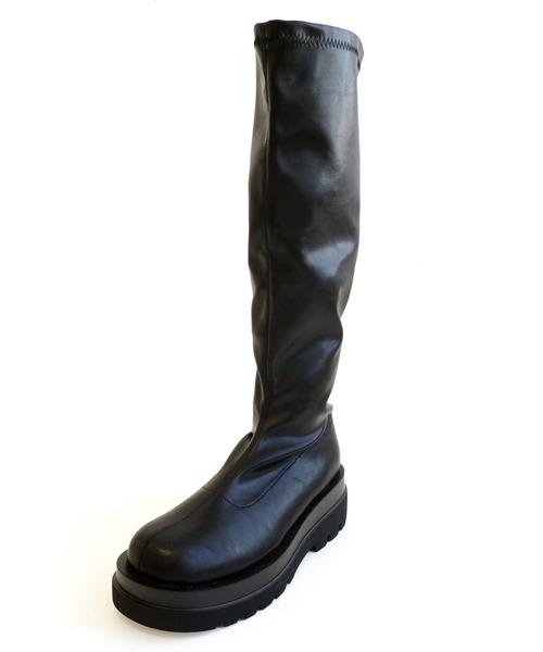 AmiAmi（アミアミ）の「トラックソールストレッチロングブーツ（ブーツ・レディース・ブラック/ブラック系その他・LL/S/M/L）」の21枚目の写真