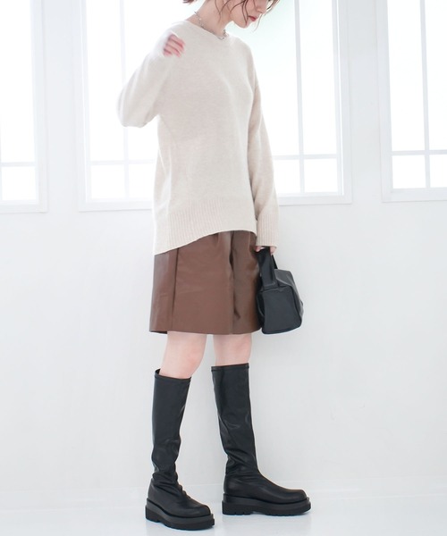 AmiAmi（アミアミ）の「トラックソールストレッチロングブーツ（ブーツ・レディース・ブラック/ブラック系その他・LL/S/M/L）」の6枚目の写真