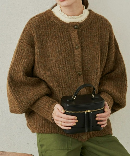 Unitage（ユニテージ）の「2way MIXカラ－ニットカーディガン（カーディガン/ボレロ・レディース・グリーン/ブラウン/オレンジ・FREE）」の2枚目の写真