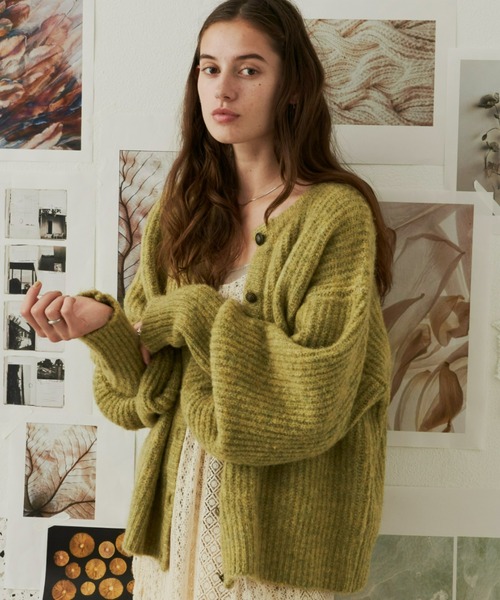 Unitage（ユニテージ）の「2way MIXカラ－ニットカーディガン（カーディガン/ボレロ・レディース・グリーン/ブラウン/オレンジ・FREE）」の21枚目の写真