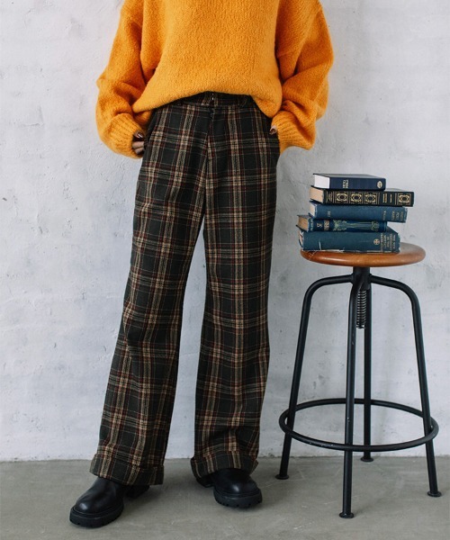 Flugge（フラッジー）の「wool check PT/ウールチェックパンツ（その他パンツ・レディース・ブラック/グリーン・SMALL/MEDIUM）」の2枚目の写真
