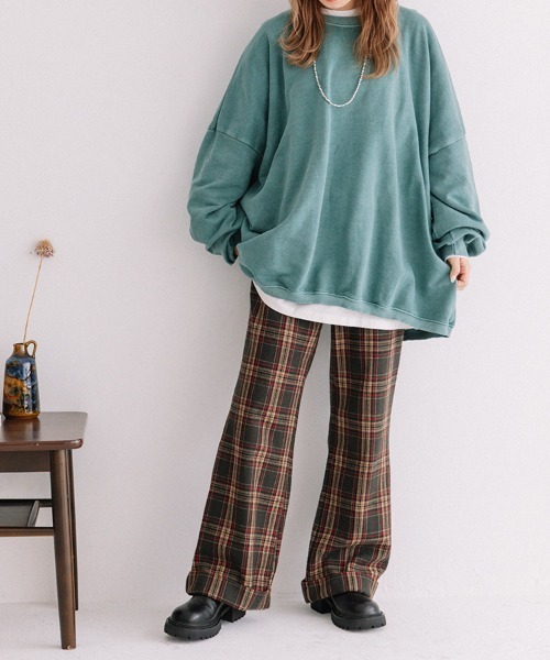 Flugge（フラッジー）の「wool check PT/ウールチェックパンツ（その他パンツ・レディース・ブラック/グリーン・SMALL/MEDIUM）」の3枚目の写真