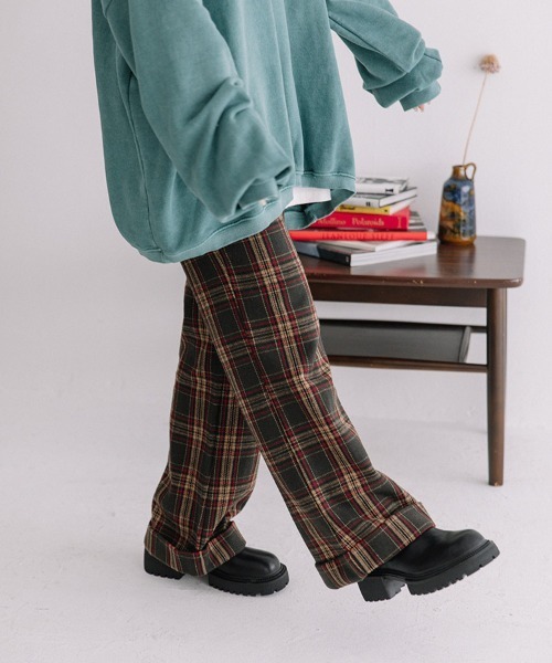 Flugge（フラッジー）の「wool check PT/ウールチェックパンツ（その他パンツ・レディース・ブラック/グリーン・SMALL/MEDIUM）」の4枚目の写真
