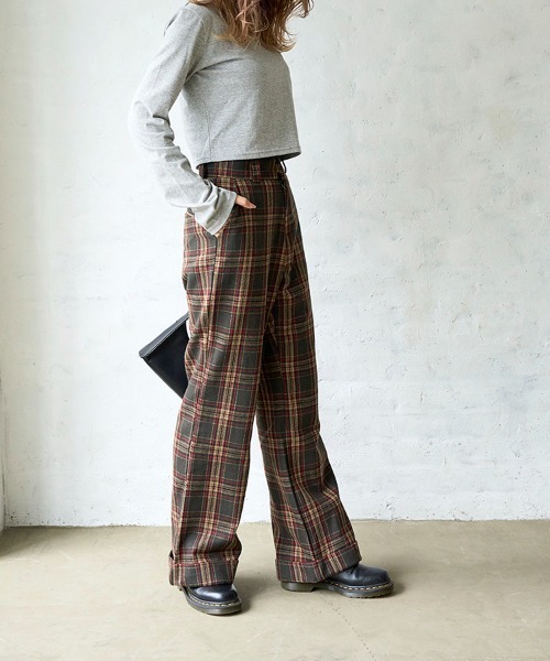 Flugge（フラッジー）の「wool check PT/ウールチェックパンツ（その他パンツ・レディース・ブラック/グリーン・SMALL/MEDIUM）」の6枚目の写真