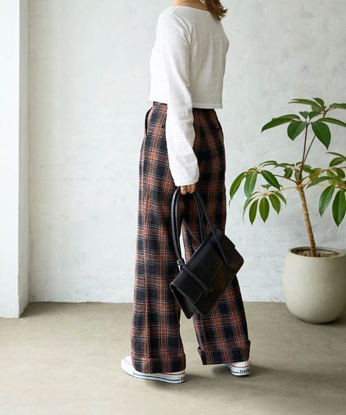 Flugge（フラッジー）の「wool check PT/ウールチェックパンツ（その他パンツ・レディース・ブラック/グリーン・SMALL/MEDIUM）」の9枚目の写真