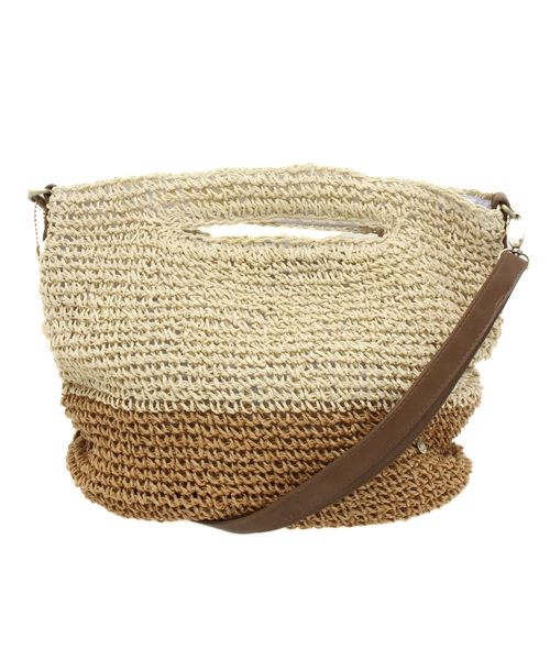 ikka（イッカ）の「バイカラー雑材ショルダーBAG（ショルダーバッグ・レディース・オレンジ/ネイビー/ベージュ・FREE）」の2枚目の写真