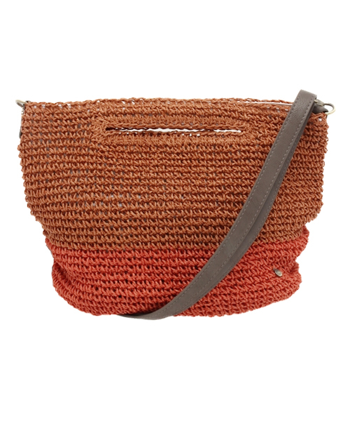 ikka（イッカ）の「バイカラー雑材ショルダーBAG（ショルダーバッグ・レディース・オレンジ/ネイビー/ベージュ・FREE）」の3枚目の写真