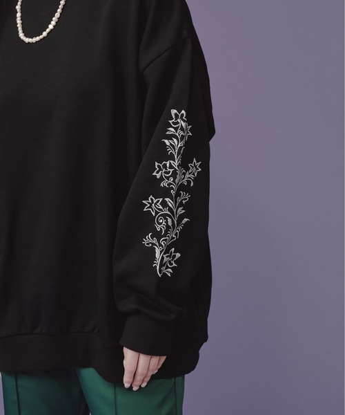 Ellno Loset(エルノロゼット)の「フラワー刺繍オーバースウェット(スウェット・メンズ・ブラック/オフホワイト・LARGE/MEDIUM)」の20枚目の写真