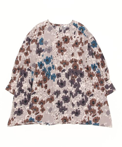 sandy（サンディー）の「【sandy】フラワープリントタックプルオーバー（シャツ/ブラウス・レディース・ベージュ/ブラウン/グレー・FREE）」の2枚目の写真